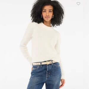NWT JCrew Fuzzy puff-sleeve sweater women’s size L in ivory!!